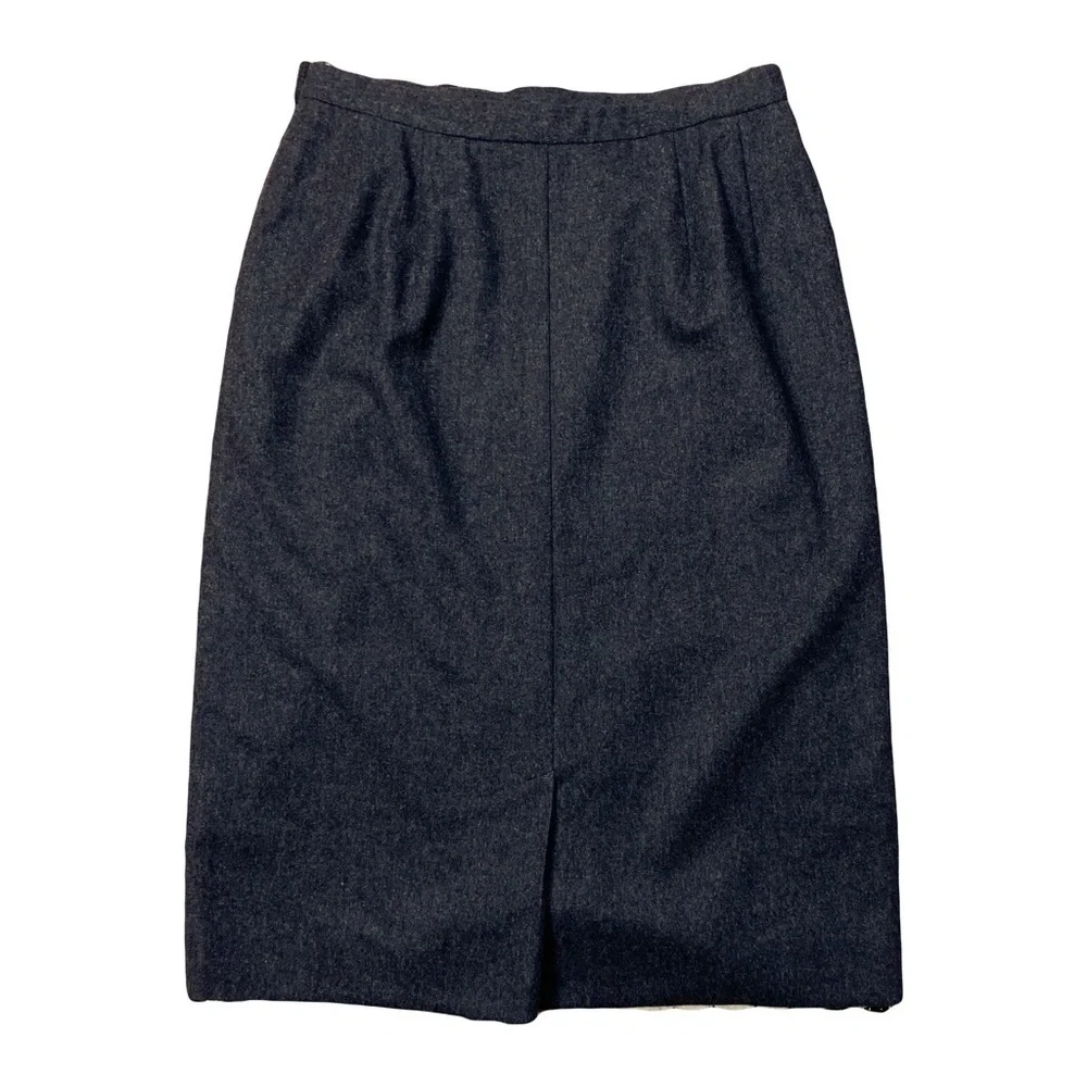 Vtg PENDLETON Wool high rise skirt Midi length Charcoal Gray Womens size 12